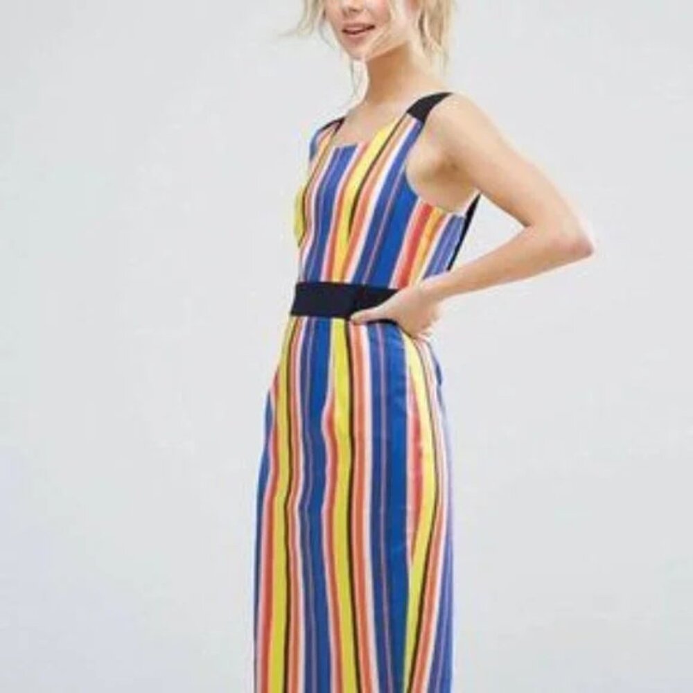 Closet London Pencil Dress Striped Contrast UK Size 12 - US Size 8